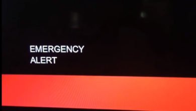 An emergency alert on television