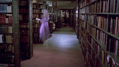 The library ghost tries to read a book