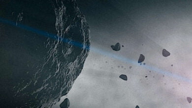 Asteroid careen through space